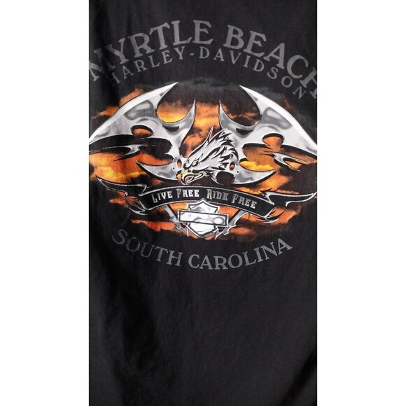 Harley Davidson Motorcycle Myrtle Beach Shirt Size L Black Live Free Ride Free - Picture 1 of 10